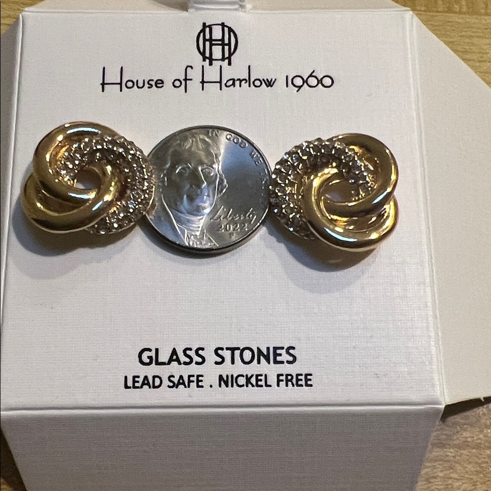 #0500+ House of Harlow 1960 Gold and Silver Twisted Earrings - Picture 4 of 9
